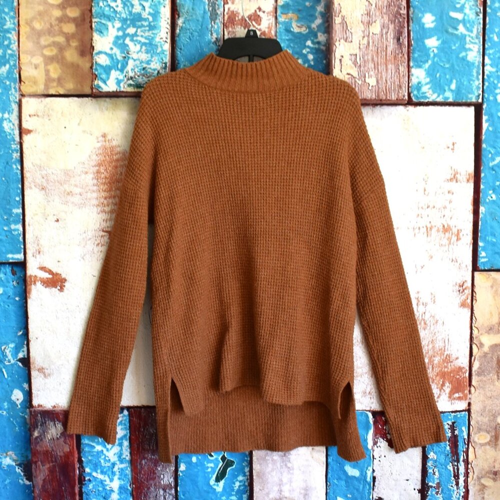 Women's SO Sweater Long Sleeve Crochet High Neck MEDIUM Brown